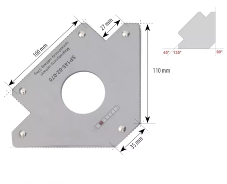 Magnetyczny uchwyt spawalniczy typu strzałka, udźwig 33kg