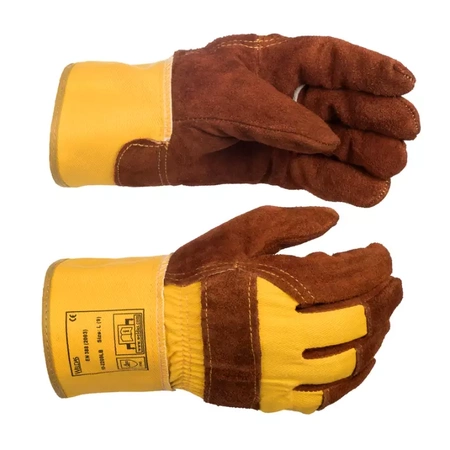 10-2209LB WELDAS LAVA BROWN Rękawice robocze, barwiona dwoina bydlęca, skórzany pasek, podszewka bawełniana, mankiet 7.5 cm
